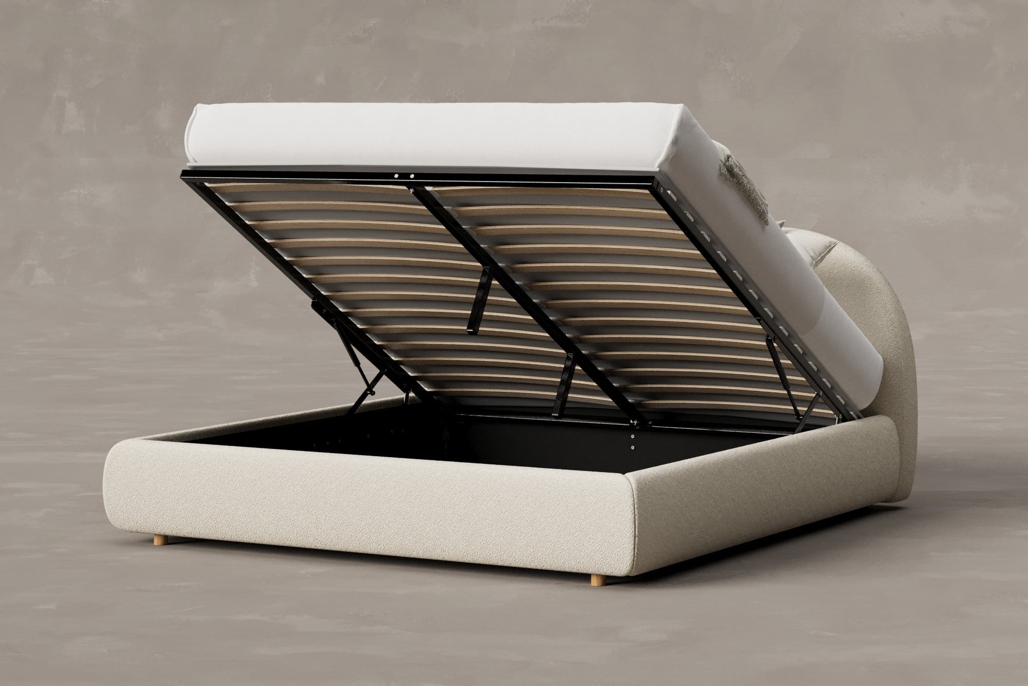 CLOUD Bouclé Bed with Storage