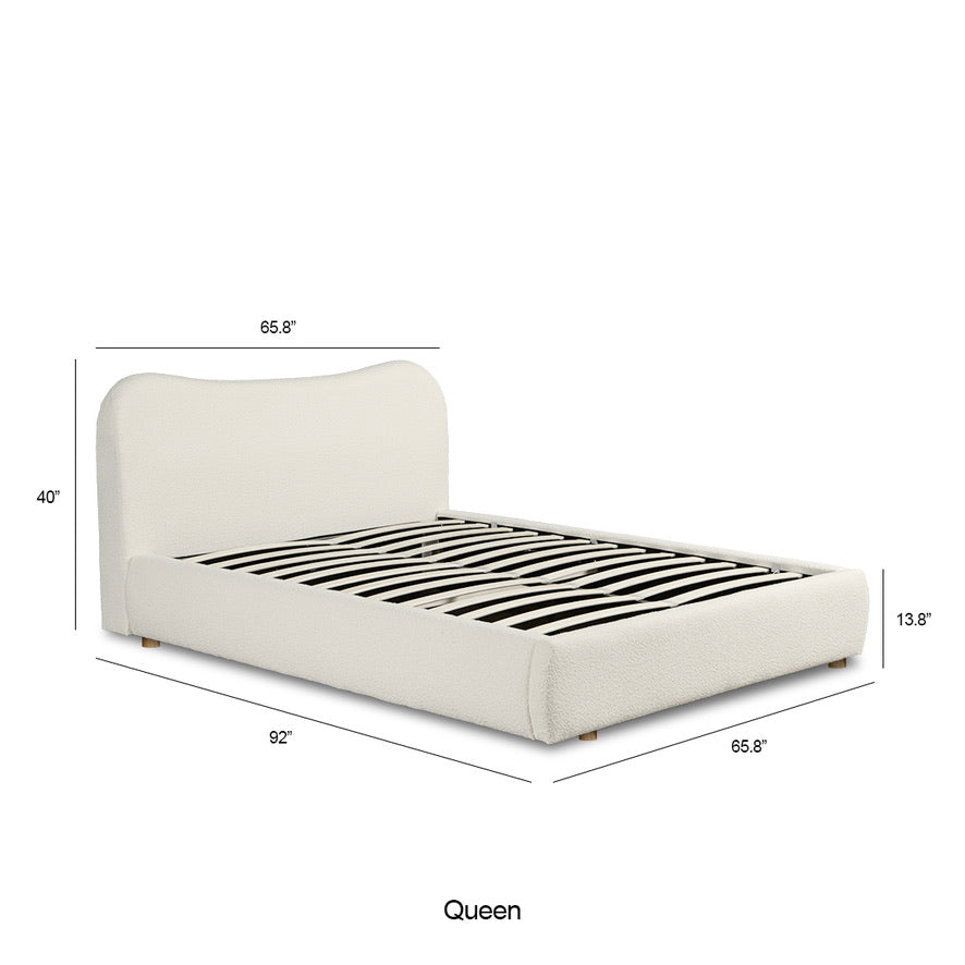WAVE Bouclé Bed with Storage