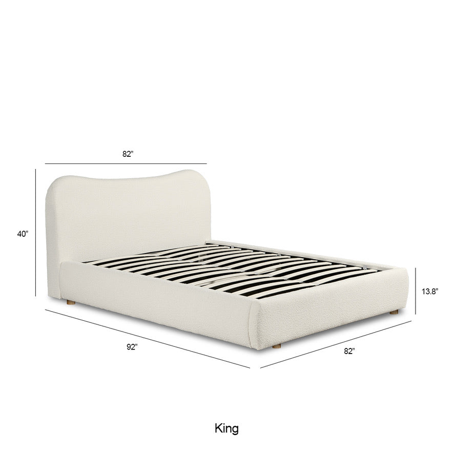 WAVE Bouclé Bed with Storage