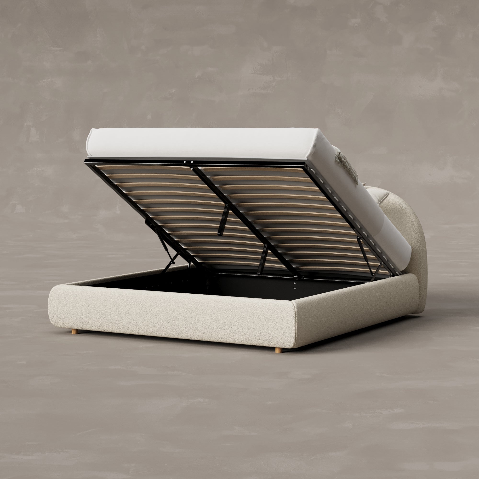 CLOUD Bouclé Bed with Storage