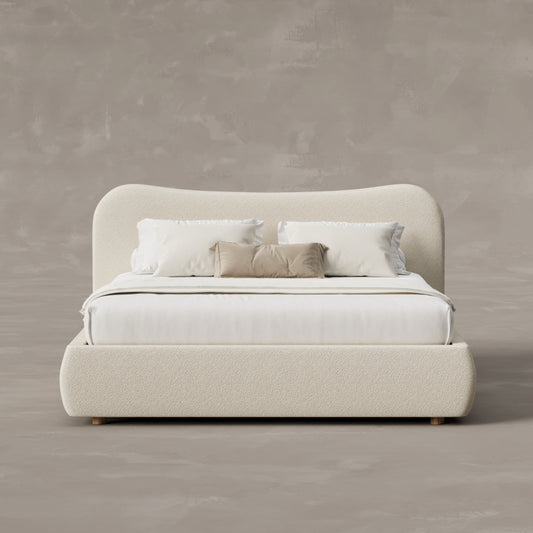 WAVE Bouclé Bed with Storage
