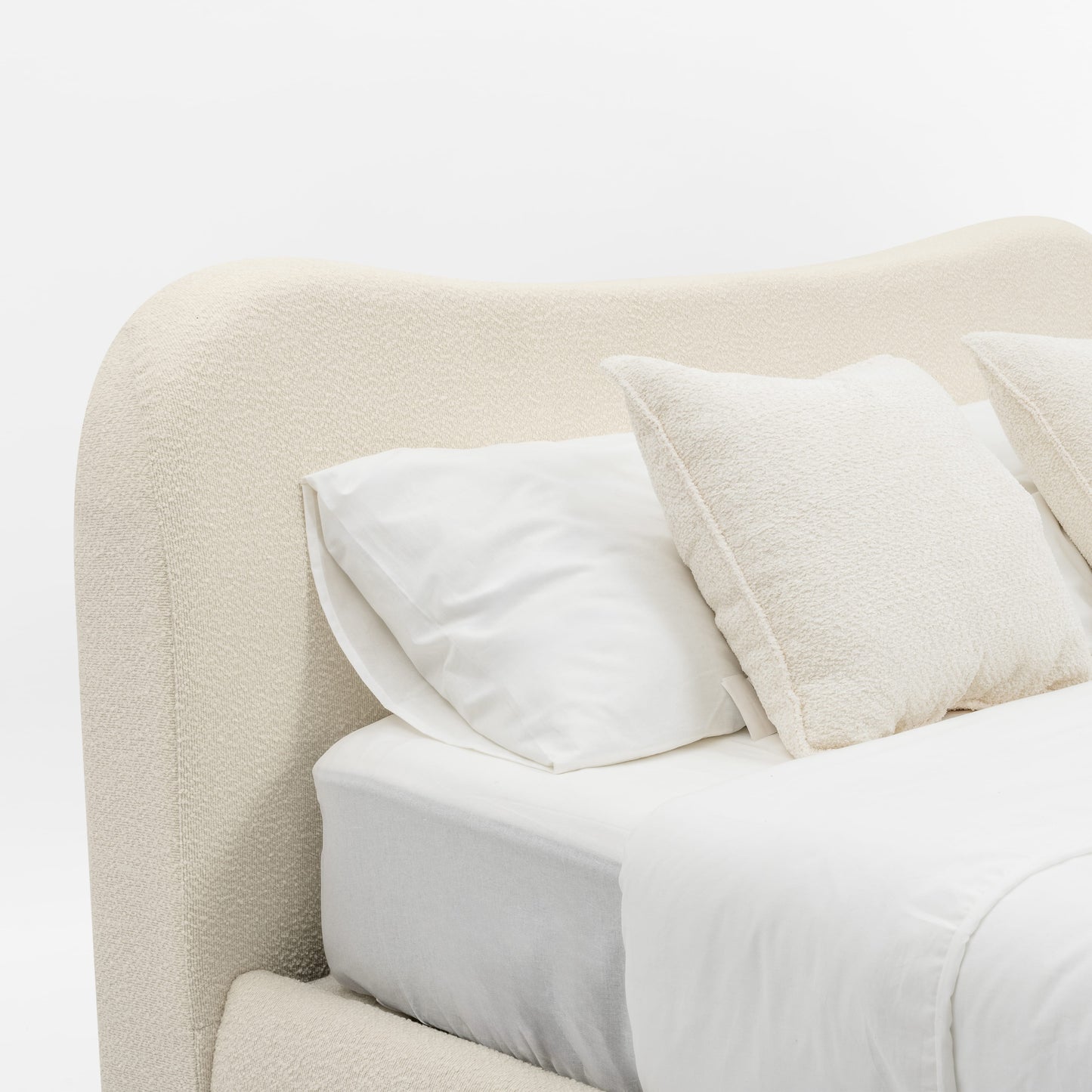 WAVE Bouclé Bed with Storage