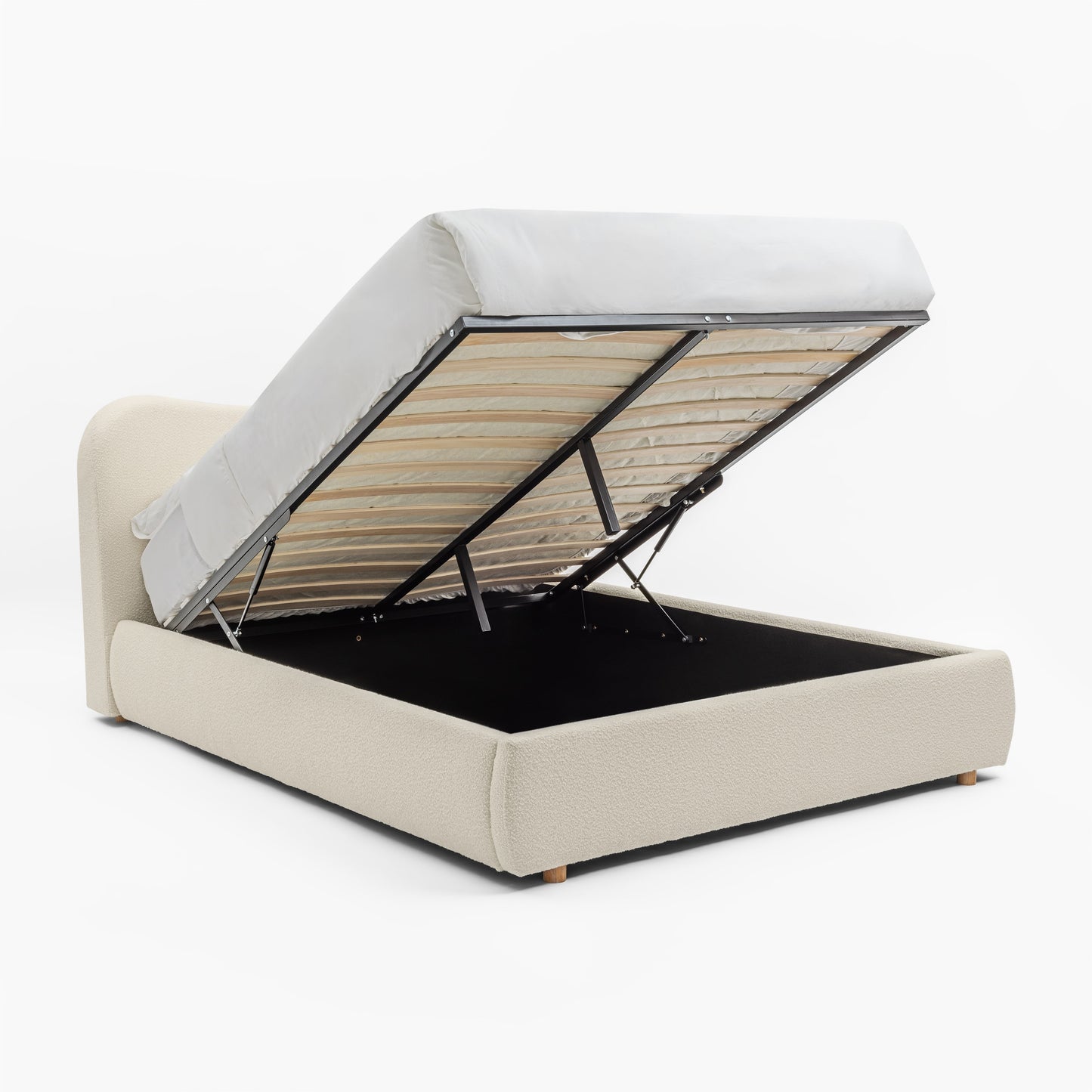 WAVE Bouclé Bed with Storage